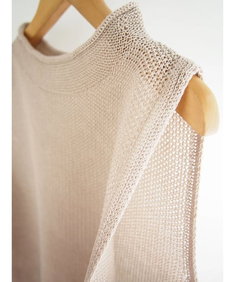 【日本製】「コットン100％鹿の子」モックネックベスト ( Whole Garment Knit )