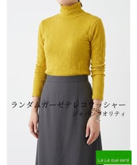 【日本製】「ランダムガーゼテレコワッシャー」ハイネック長袖ティーシャツ