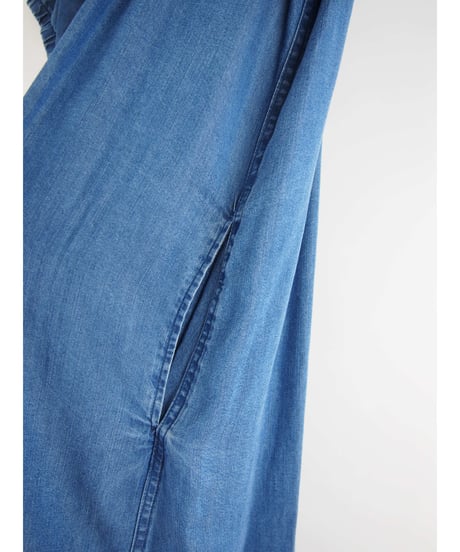 「接触冷感セルロース WASH DENIM」タックフレアーワンピース