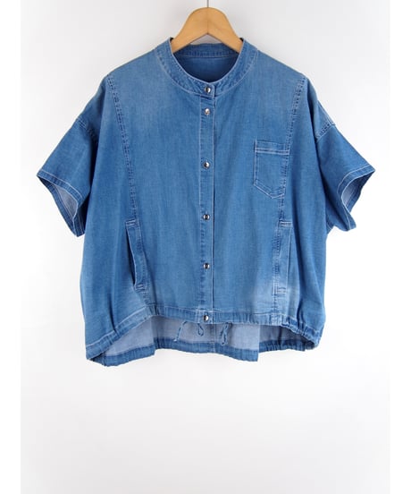 「接触冷感 WASH DENIM」バックデザインオーバーブラウス