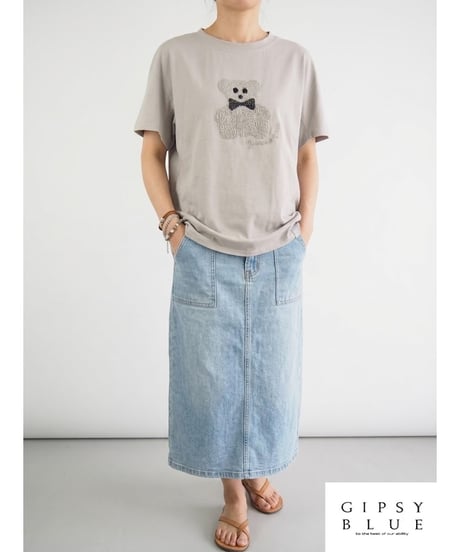 「接触冷感コットンBEAR刺繍＋スパンコール」ティーシャツ