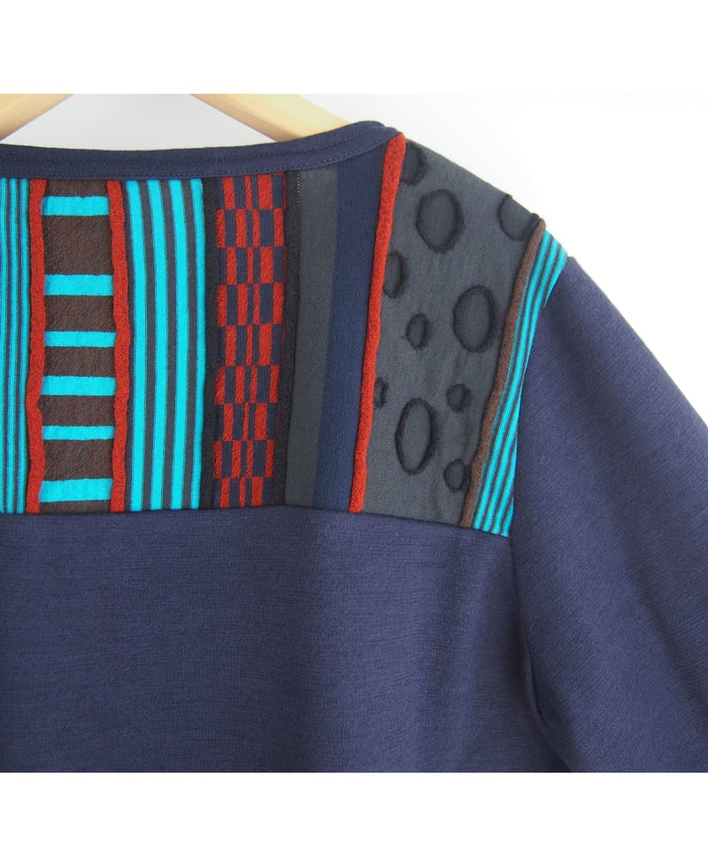 正規品♡トイプードルジャガード上下セット♡ボーダー 日本製】「無地＋ミックスジャガードボーダー」ドッキングプルオーバー