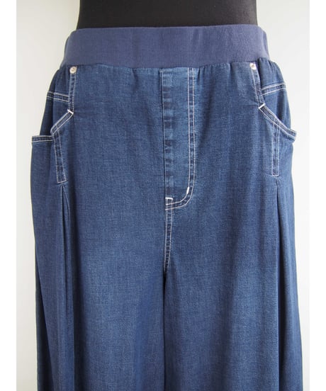 「接触冷感 WASH DENIM」タックワイドパンツ