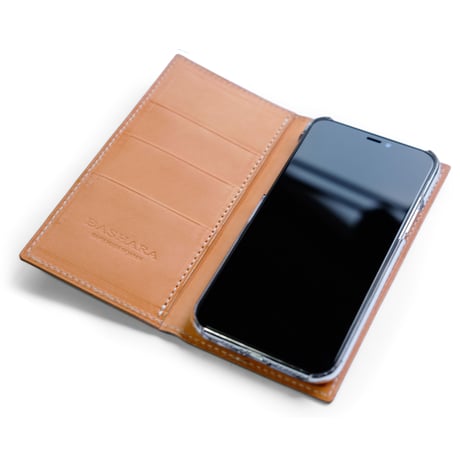 シェーブルレザー　スマートフォンケース　iPhone各モデル対応　ビリジアン×ブラウン