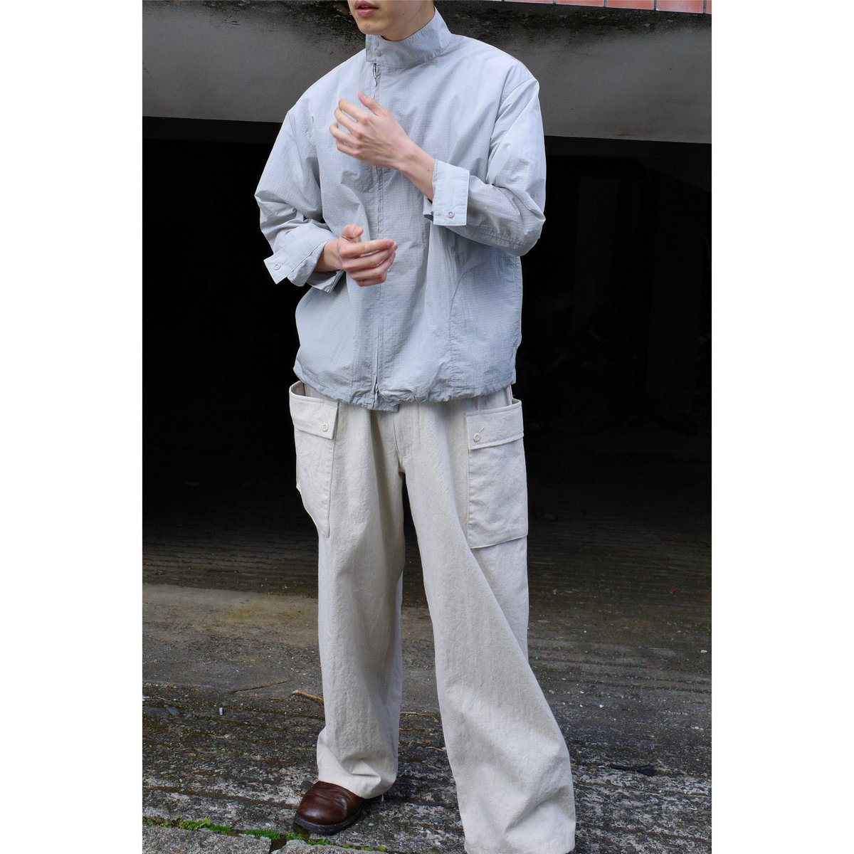 P A C S - Asymmetry Dog Ear Jacket (Gray) | PAL
