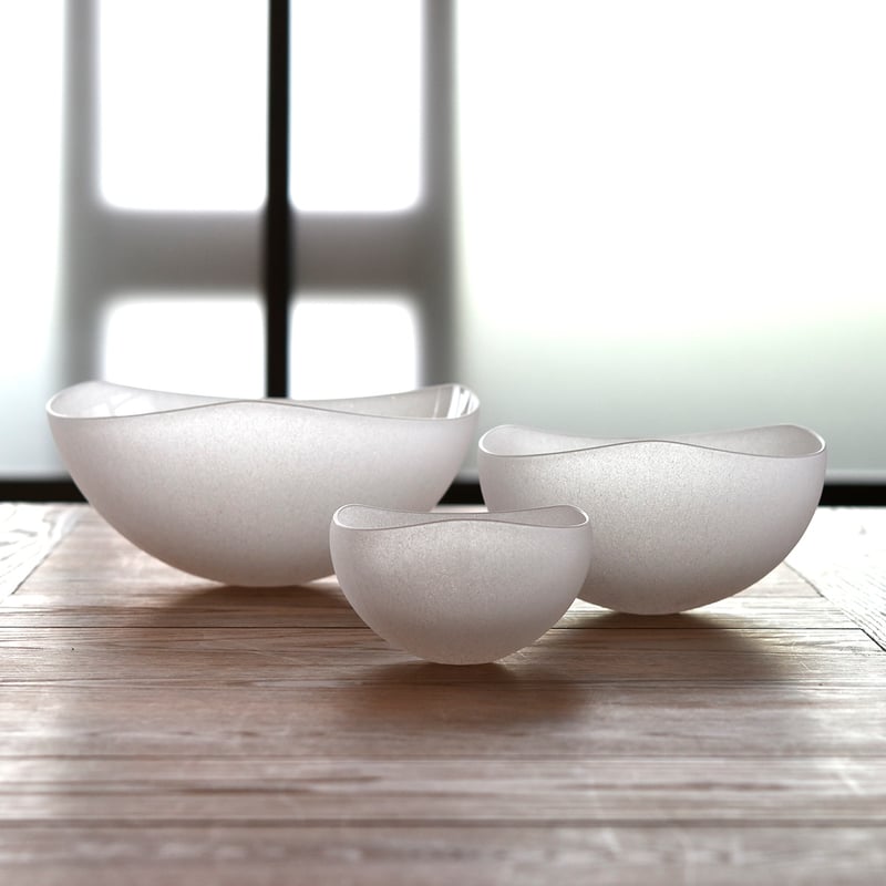 ふくら 三連の器/小路口 力恵 033027-1-802 | 富山ガラス工房