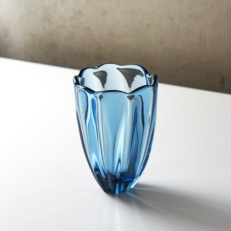 富山アイコニック ALE 輪花グラスM/Remelt-Blue 872