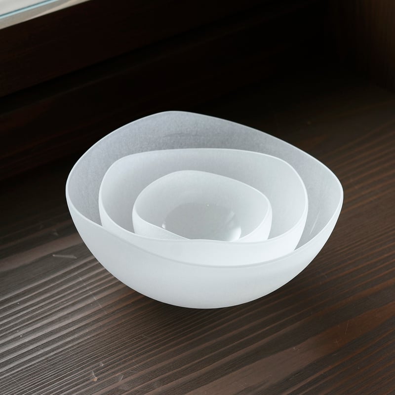 ふくら 三連の器/小路口 力恵 033027-1-802 | 富山ガラス工房