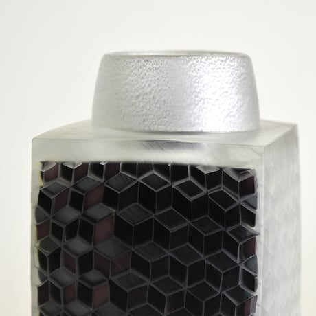 【Glass Art Pot展示作品】モザイク四角花器/佐野猛
