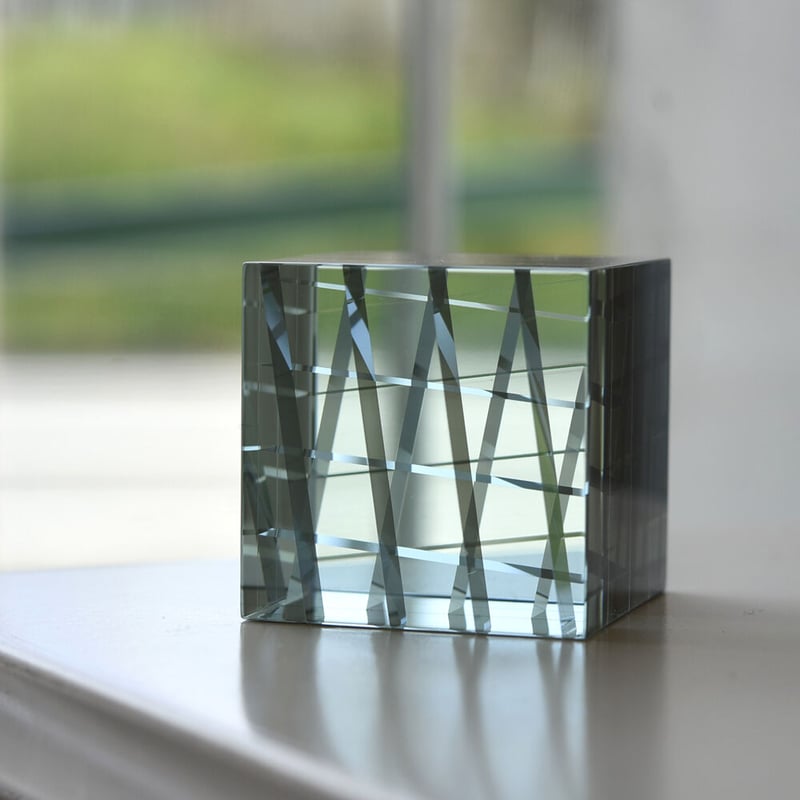 小島有香子　多層ガラスオブジェ 小島有香子 多層ガラスオブジェ Cube/小島 有香子 029522-2-180