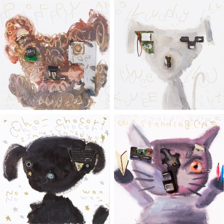 【長坂真護】Tシャツ「POPPY / LUDY / CHO-CHOCORI /  Outstanding cat」（リサイクルポリエステル）
