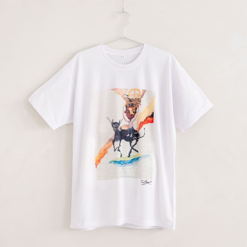 長坂真護】Tシャツ「牛にのり働く少年」（リサイクルポリエステル