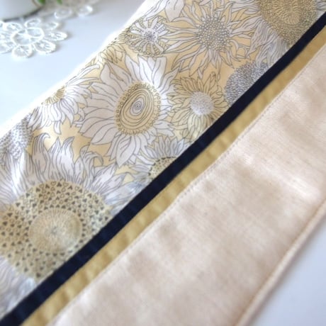 ハンカチ Organic cotton リバティ柄  ラインネイビー