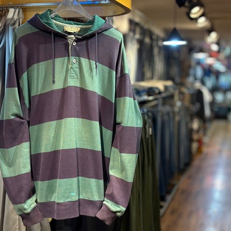 1980's "L.L.Bean"  Multi Border Ragger Hoodie  SIZE：Large