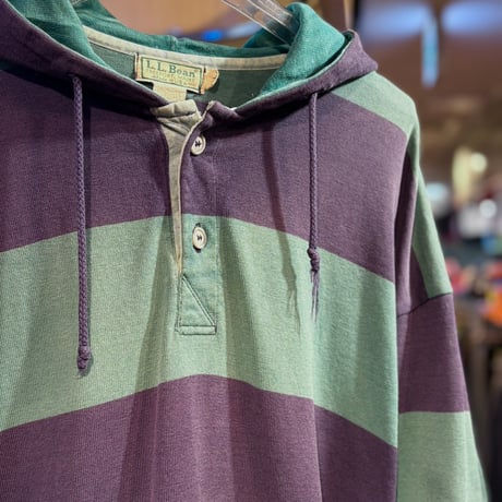 1980's "L.L.Bean"  Multi Border Ragger Hoodie  SIZE：Large