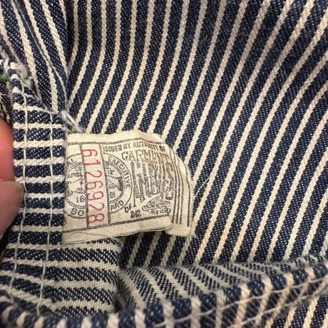 ~1960's "OSHKOSH"  Hickory Denim Coverall Jacket  SIZE：L