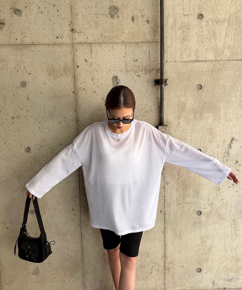 Sheer Soft T 長袖 Tシャツ　White &Yellow_M Sheer ロングTシャツ | Admance Online Store
