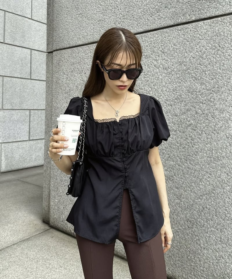 Puff Sleeve Slit BL | Admance Online Store