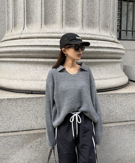 Ｗaffle Collar Knit