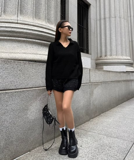 Ｗaffle Collar Knit