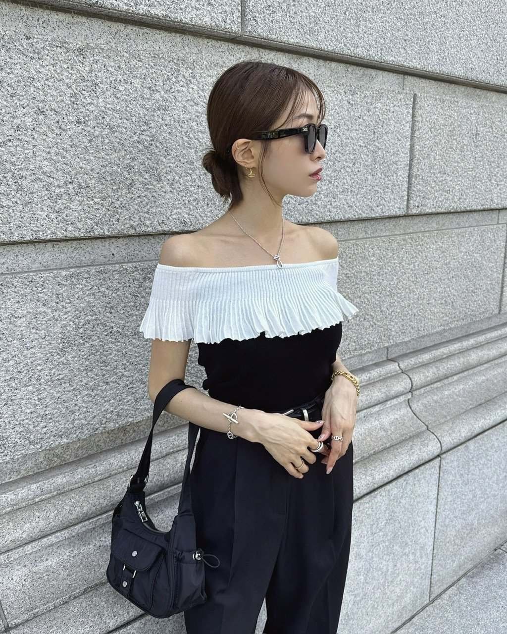 トップス Bicolor ribbon tops AM1425 Bicolor ribbon tops