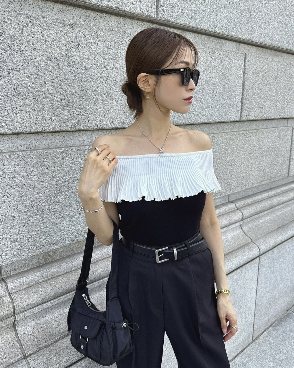 トップス Bicolor ribbon tops AM1425 Bicolor ribbon tops