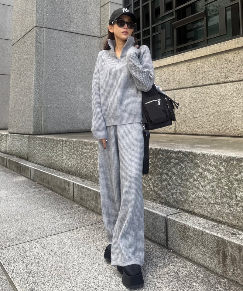 Waffle Knit Zip Set Up | Admance Online Store ACLENT