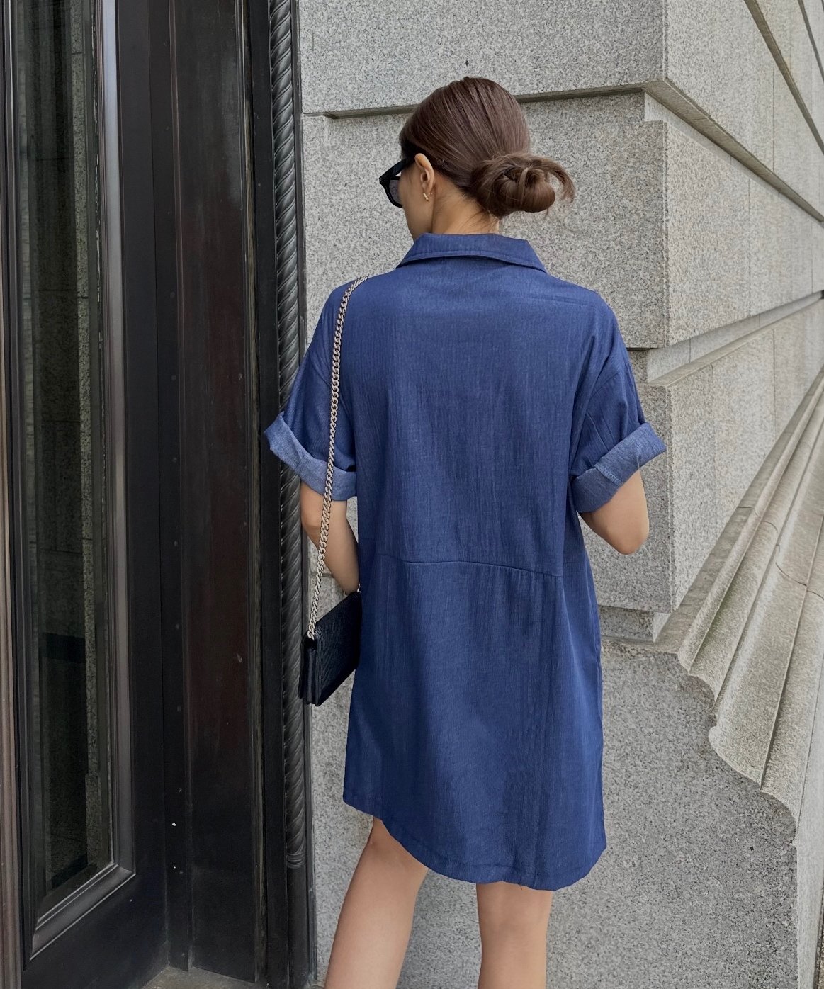 人気【 Jeans】ロゴ デニム ピナフォア ミニ ワンピース 青 Denim Mini OP | Admance Online Store