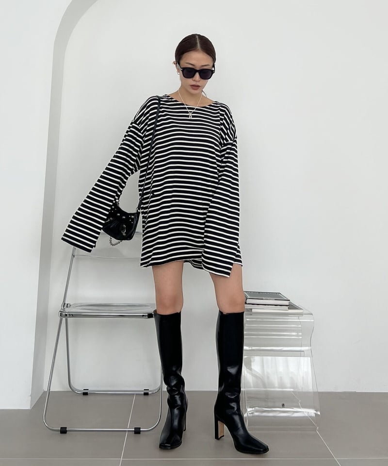 ◾︎Admance◾︎ 美品美脚 スクエアトゥ ロングブーツ ブラック M