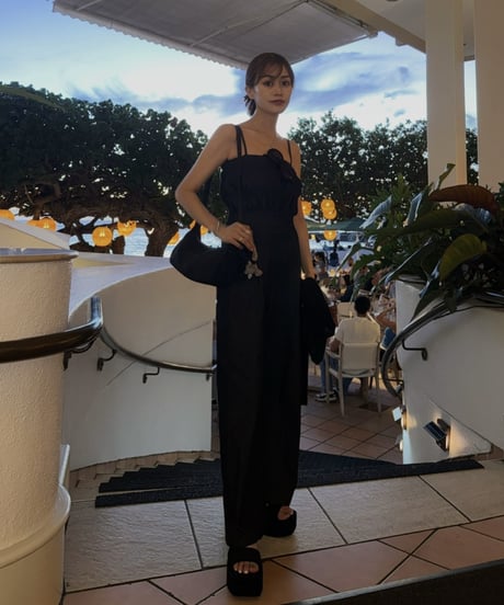 Denim Shirring Jumpsuit