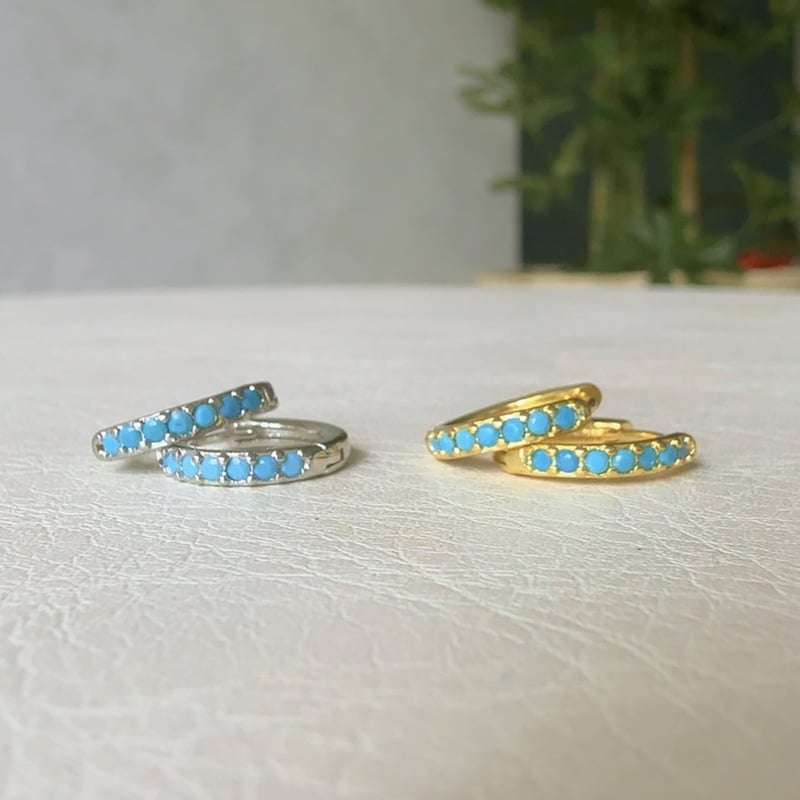 予約】ターコイズフープピアス | elicagioia
