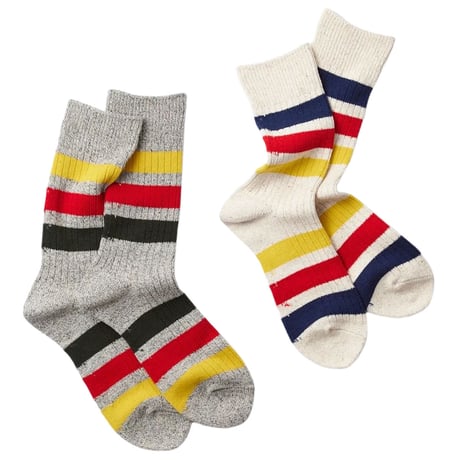 (ロトト)ROTOTO PARK STRIPE CREW SOCKS R1432