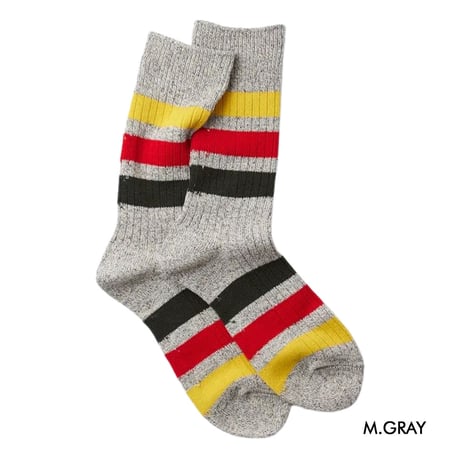 (ロトト)ROTOTO PARK STRIPE CREW SOCKS R1432
