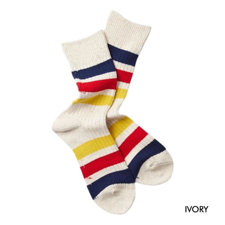 (ロトト)ROTOTO PARK STRIPE CREW SOCKS R1432