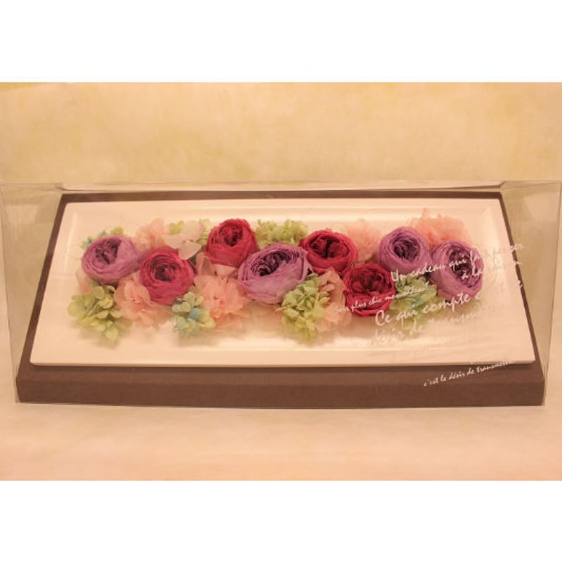 プリザーブドフラワー白フレームアレンジ｜LLサイズ | アトリエ由花