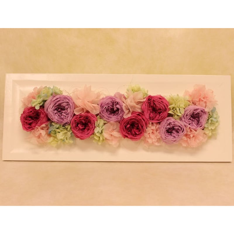 プリザーブドフラワー白フレームアレンジ｜LLサイズ | アトリエ由花