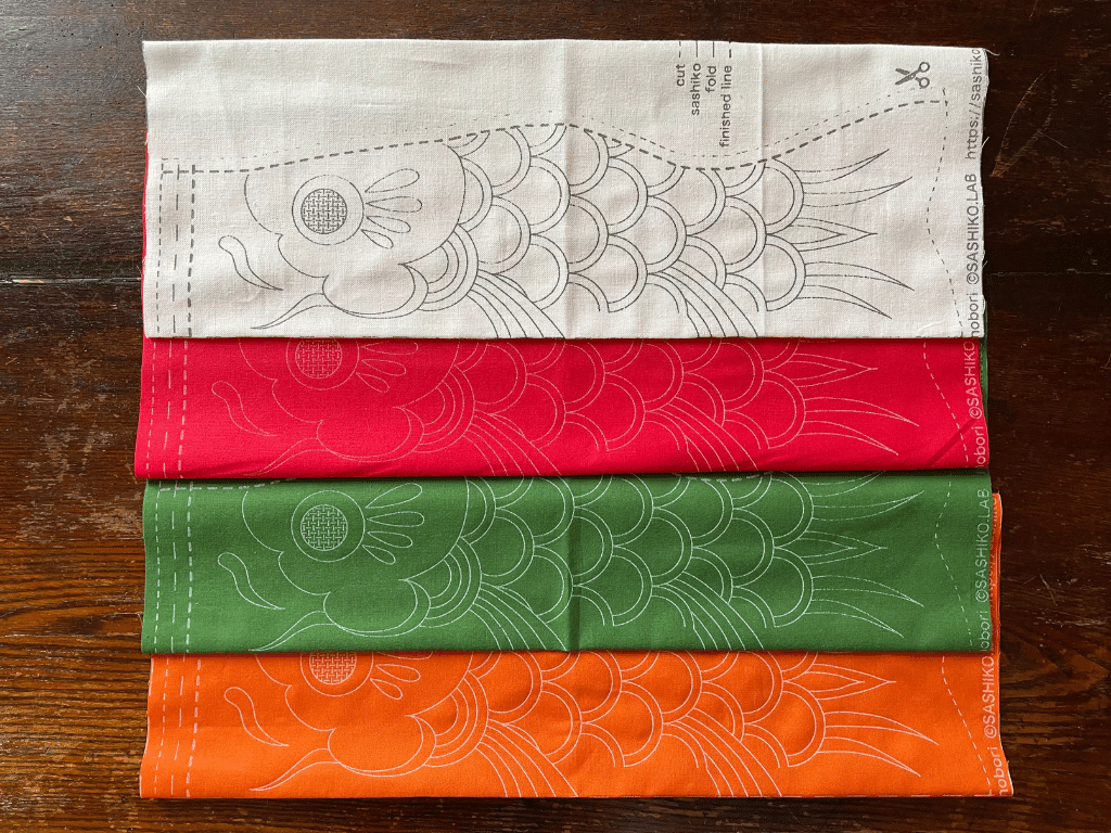 鯉のぼりの蚊帳刺し子カットソー 鯉のぼりの蚊帳刺し子カットソー