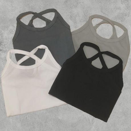 circular cross tank top（black/white/grey/olive）