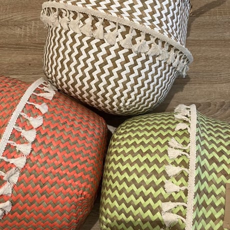 herringbone basket（beige/red/green）