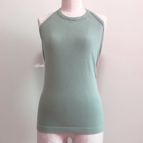 circular cross tank top（black/white/grey/olive）