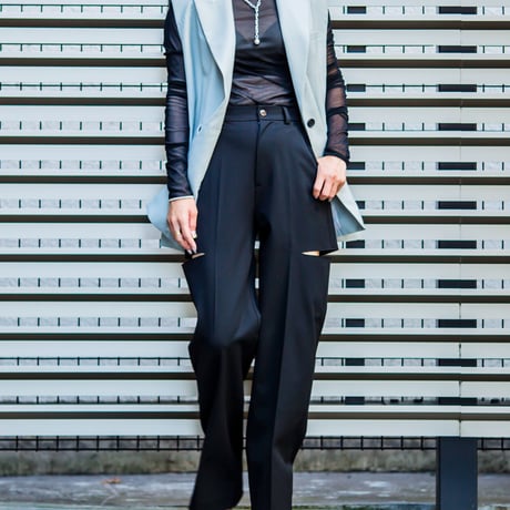 slash slit pants（black）