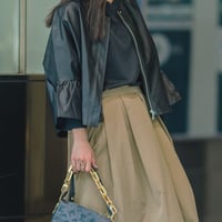 leather frill sleeve layered jacket（ivory/black）