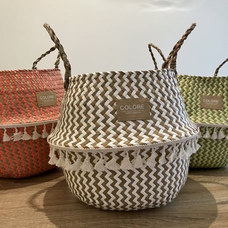 herringbone basket（beige/red/green）