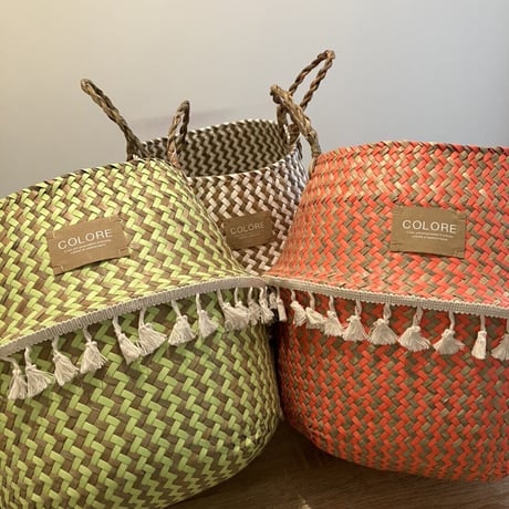 herringbone basket（beige/red/green）