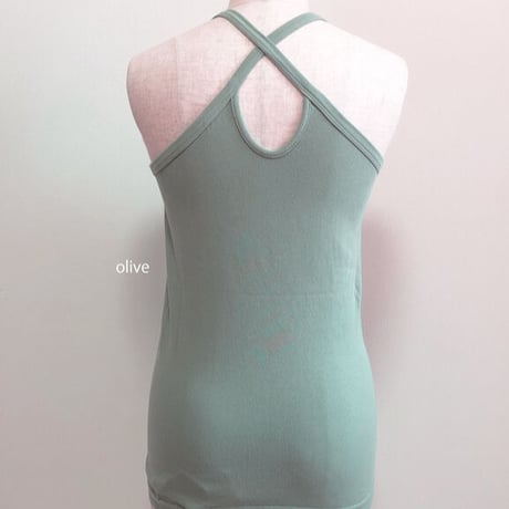 circular cross tank top（black/white/grey/olive）