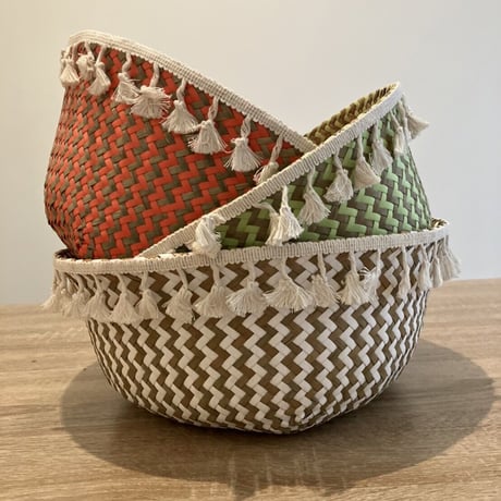 herringbone basket（beige/red/green）