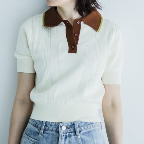 Knit Collar Polo Tops