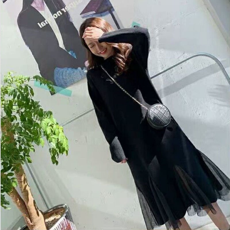 ツィードパフスリーブワンピース マタニティ・授乳服 出産後も長く使える マタニティ ワンピース 品番 10420 マタニティウェア・授乳服通販