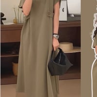 マタニティ　ワンピース　ロング丈　ラウンドネック　シンプル　ゆったり