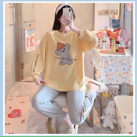 マタニティ　ルームウェア　パジャマ　トップス＆ボトムスセット　授乳口付き　ゆったり